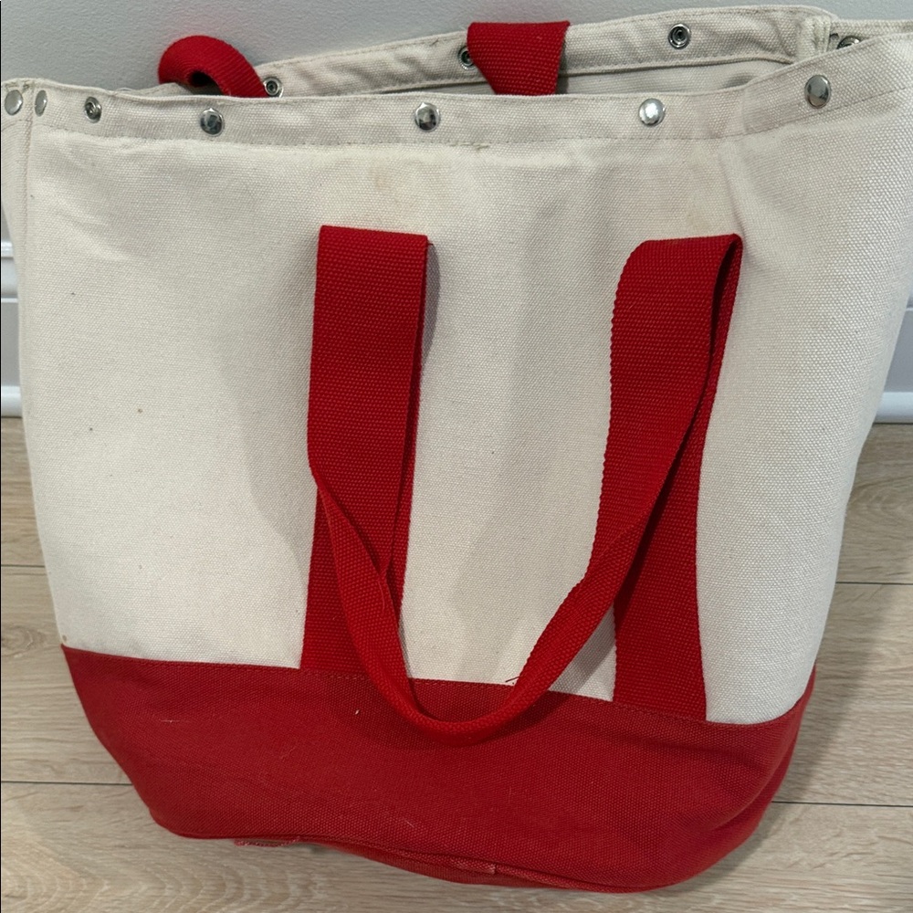 Crate and barrel picnic Stylish Red and Cream Tote Bag